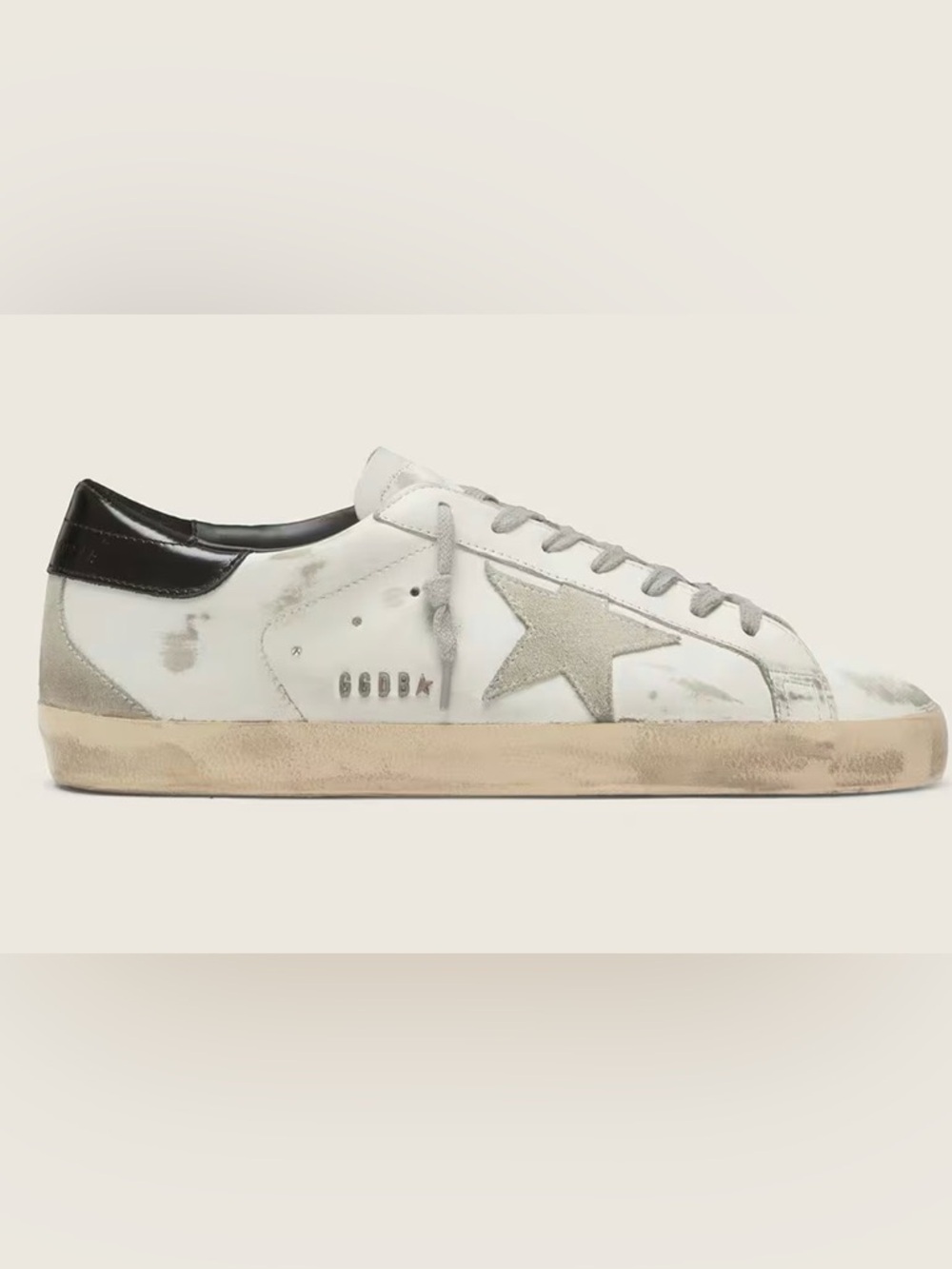 Women's Super-Star with white suede star and black leather heel tab